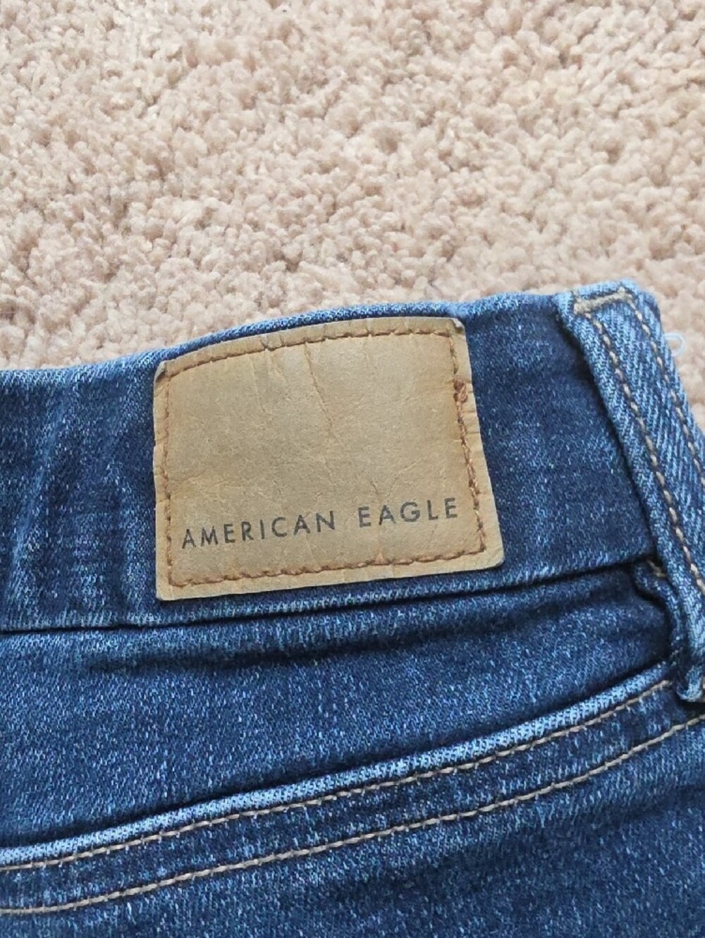 American Eagle Outfitters Dark Blue Denim Cuffed Shorts - Picture 3 of 5